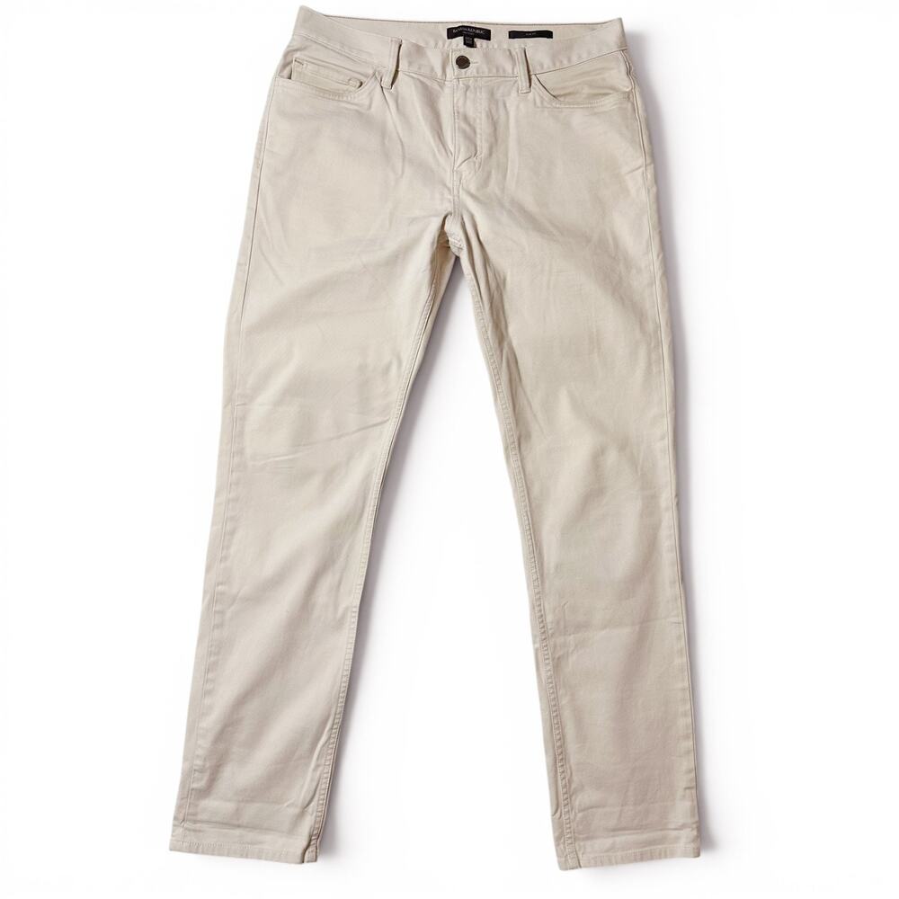 Banana Republic Traveler Slim Twill Pants Mens Actual Size 32x33 Off White Chino